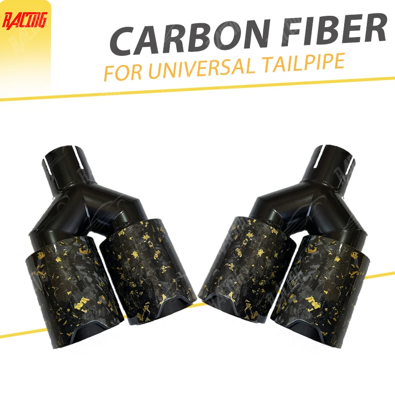 

New Design Upgrade Dual Exhaust Forged Foil Carbon Fiber Universal Car Nozzles Muffler Decorative Pipe For Modified Accessories