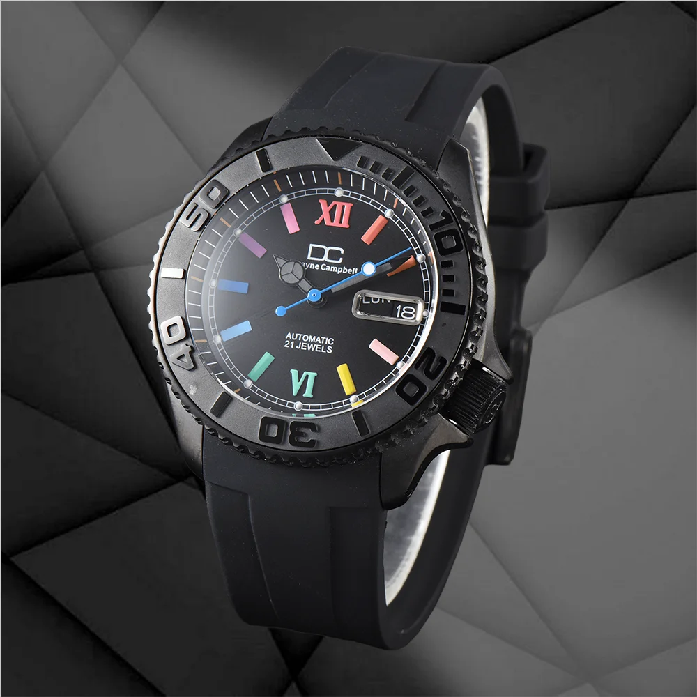 Custom Logo 42MM Stainless Steel Men's Watch NH 36 Automatic Movement Sapphire Glass Date Display Waterproof Watches Rubber Band