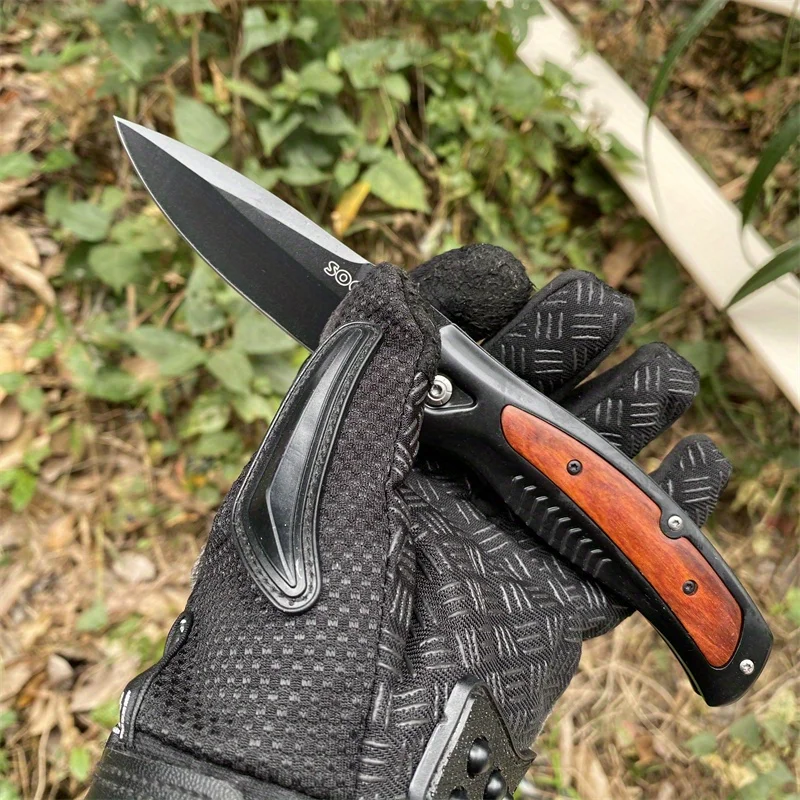 

DA315 Wood Handle Satin Flat Blade Outdoor Durable Camping and Hiking Essential Multifunctional Portable Tool EDC Gitfs for Men