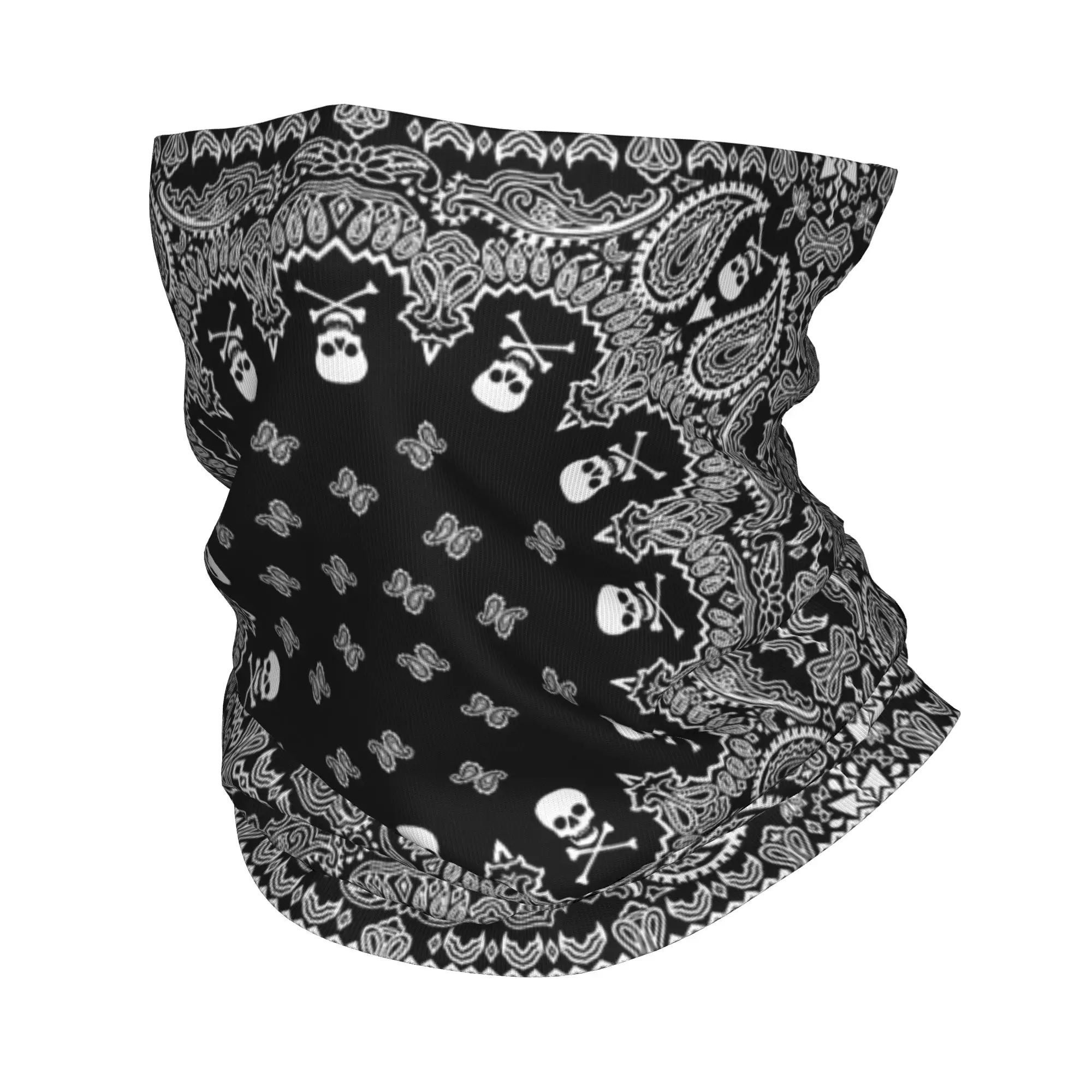 

Punk Skull Floral and Paisley Patterns Bandana Neck Gaiter Printed Wrap Mask Scarf Warm Balaclava Outdoor Sports Unisex Adult