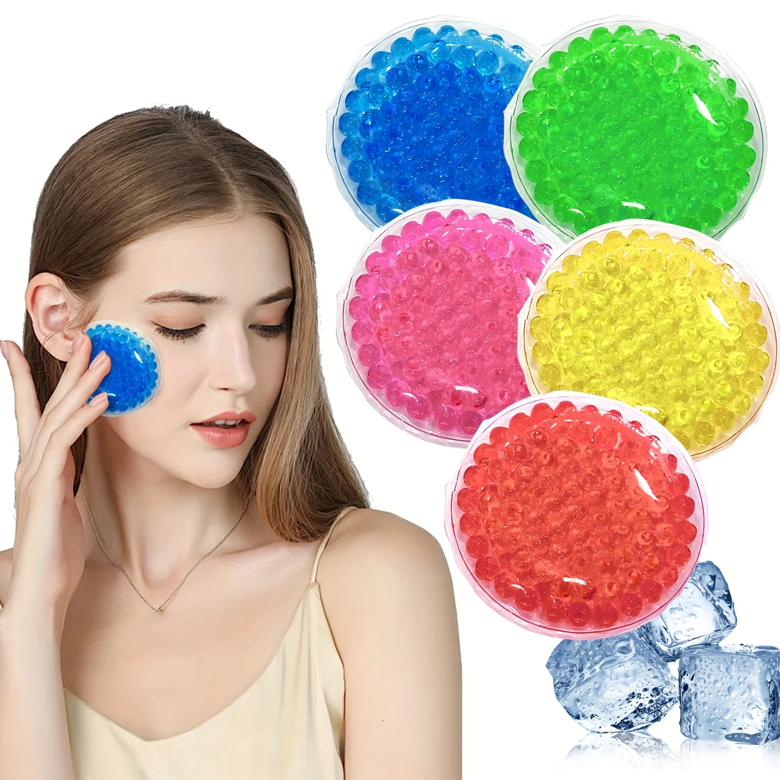 Reusable Cold and Hot Compress Pack: Multipurpose Dual Temperature Cold Compress Gel Beads for Face, Hands, and Feet