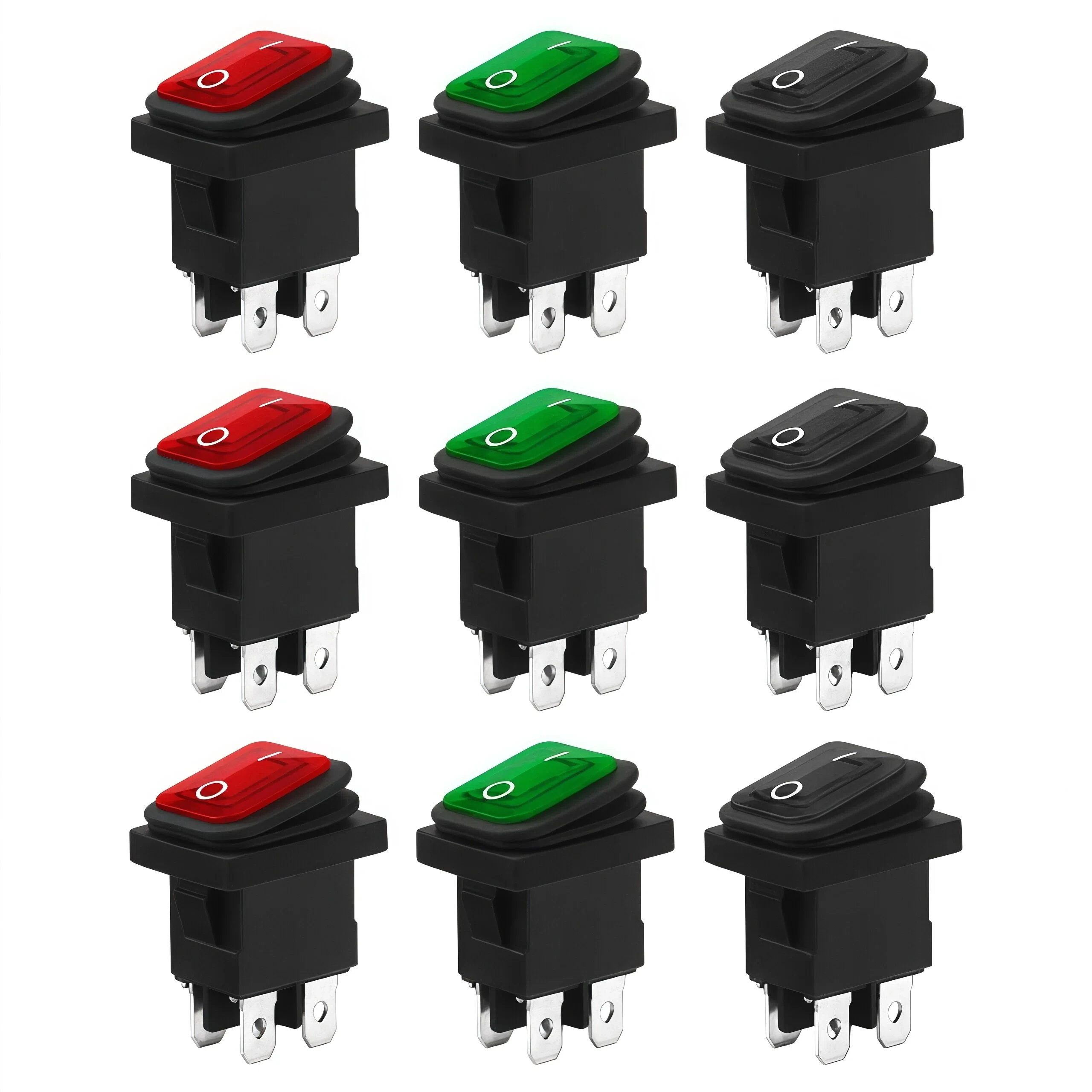 KCD1 4-Pin مستطيلة الروك مقاوم للماء الروك التبديل عالية الحالي 6A الطاقة الروك التبديل مع IP65 220 فولت الضوء الأحمر والأخضر