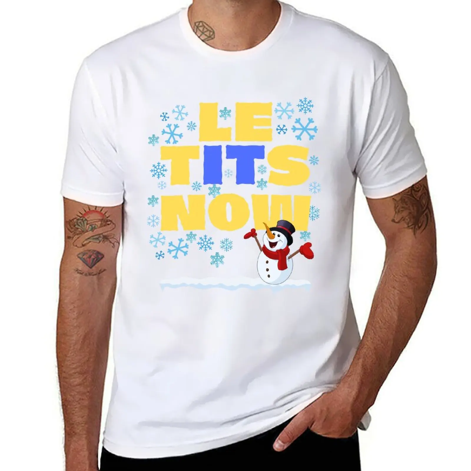 Christmas Snow Naughty It Sarcastic Funny Tits Let Now Le Humor Irony T-Shirt Plus Size Simple Casual Top