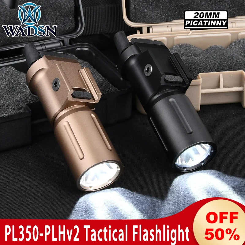 Wadsn 1000lumen PL350 Pistol Scout Light  PLHv2 Tactical Flashlight For Hunting Gloc17 Rifle Airsoft Fits 20mm Picatinny Rail 