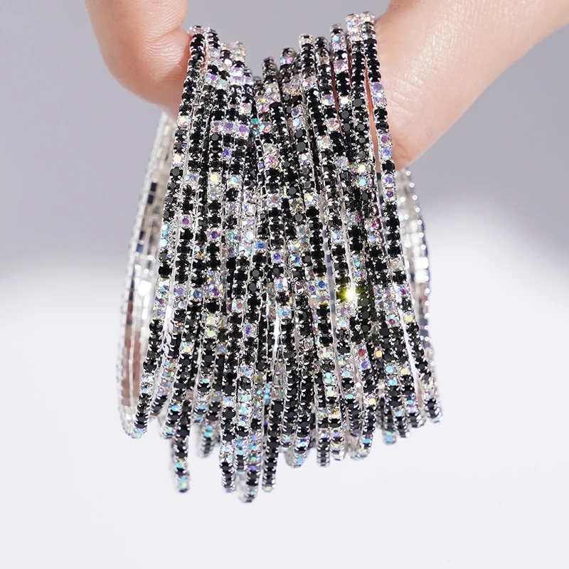 5 Stück modische bunte Strass-Kristall-Stretch-Armbänder für Damen, elastische stapelbare Armbänder, Armband für den Alltag, Damenschmuck