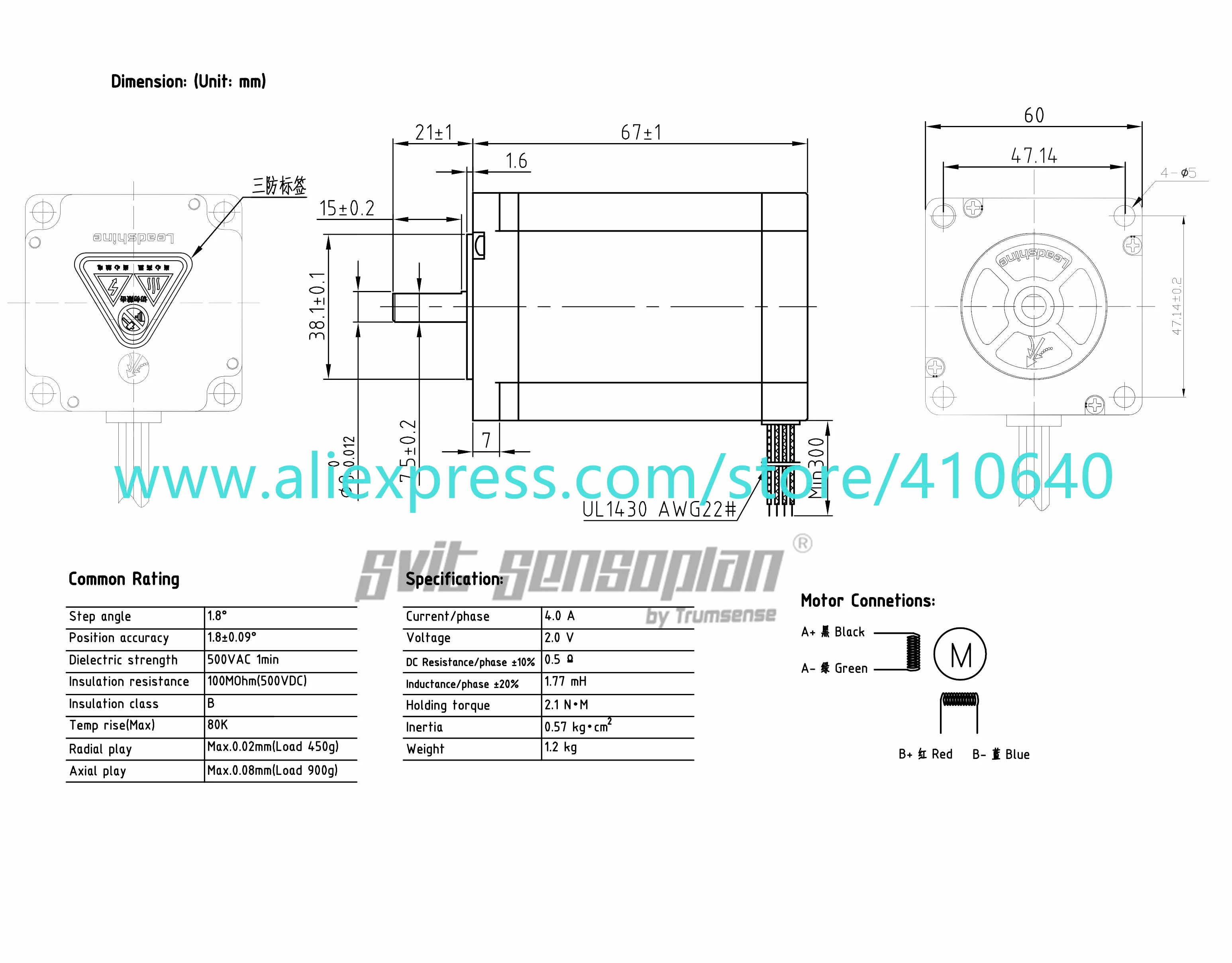 Genuine Leadshine  D57CM21-4A Bigger Stepper Motor 2.1 N.m Torque 4 A 67 mm Length Bigger Torque for Automatic Industry Machine