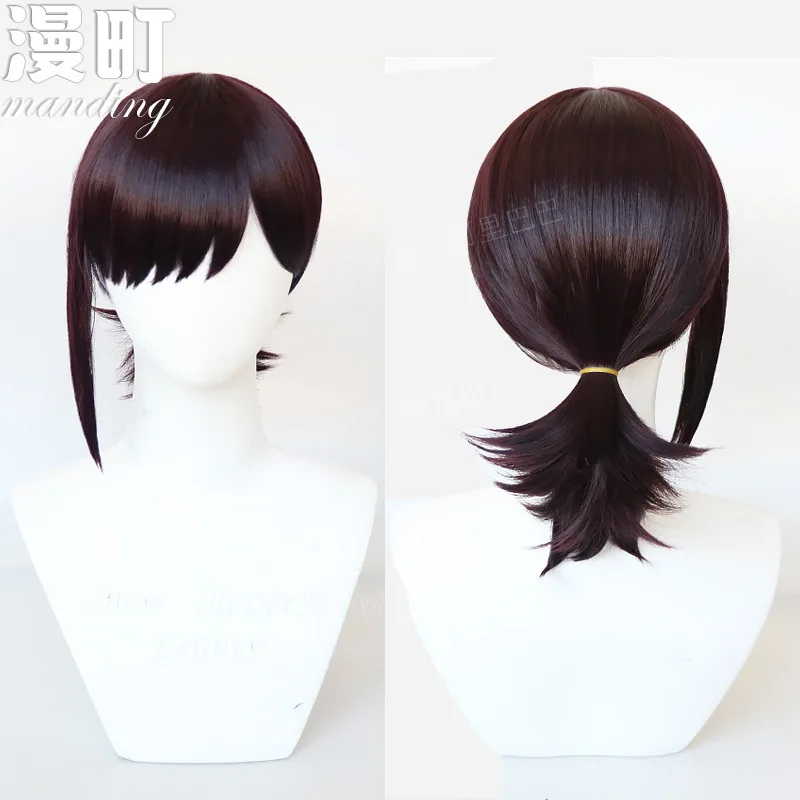 

Chainsaw Man Dongshan Xiaohong Yin and Yang Sideburns Ponytail Red Brown Character Model cosplayWig
