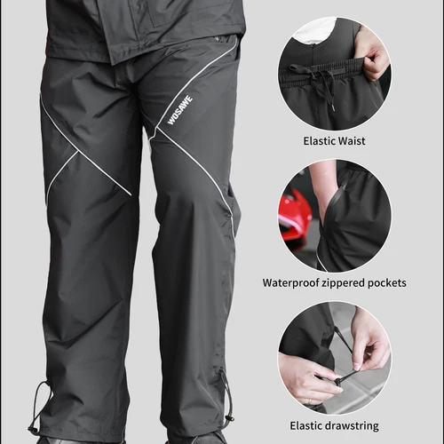 Imagen 2 del producto WOSAWE pantalones impermeables para motocicleta, pantalones reflectantes de secado rápido para ciclismo, pantalones de lluvia para patinete eléctrico, pesca, Camping, ropa impermeable