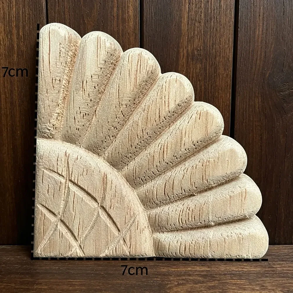 8PCS 7cm Wood Carved Furniture Corner Carving Decal Onlay Applique Unpainted Retro Wood Mouldings European Carved Wood Decal