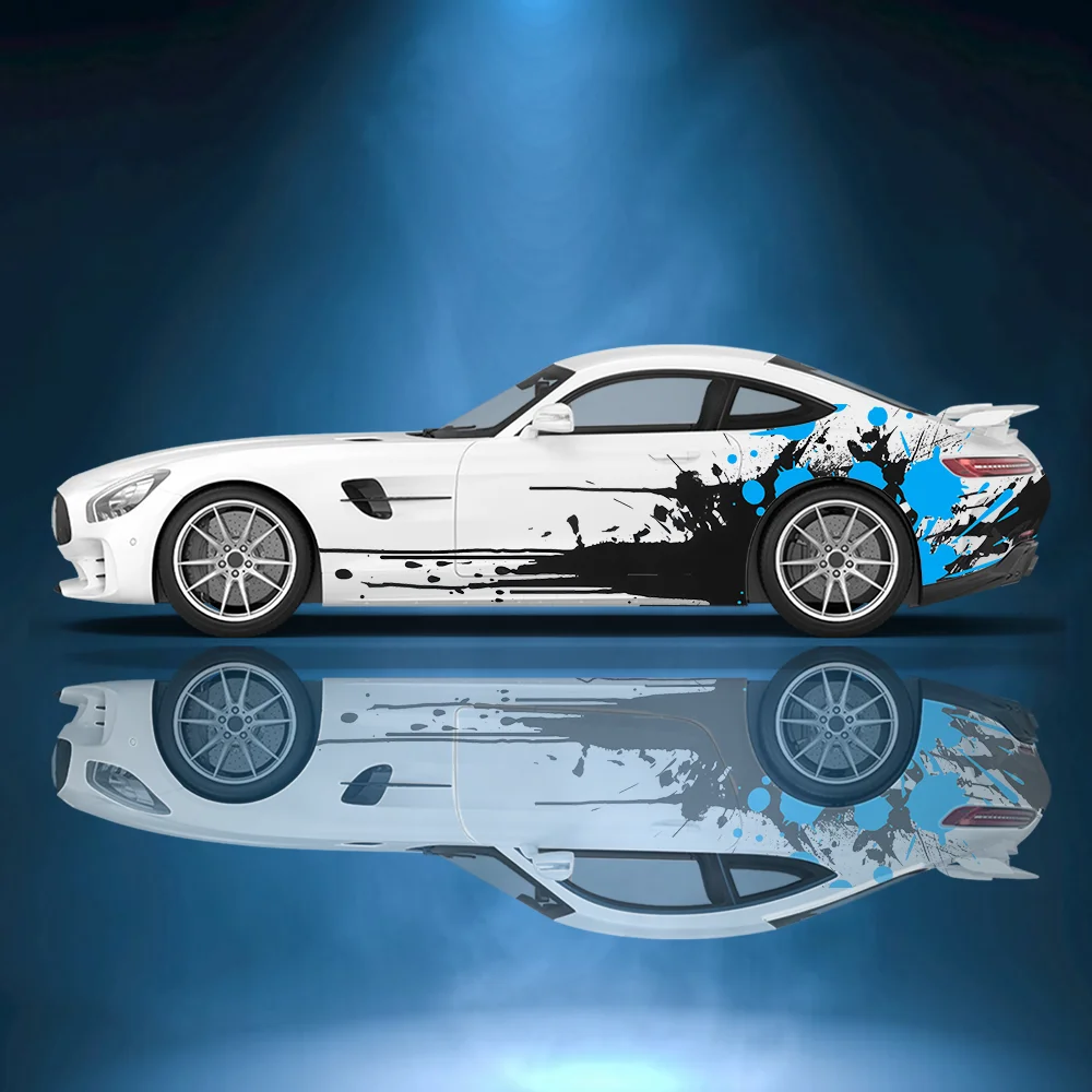 Green Splattered Graffiti Pattern Car Side Sticker Vinyl Self-adhesive Paper Motorsport Paint Decal Suitable for Car Truck Suv