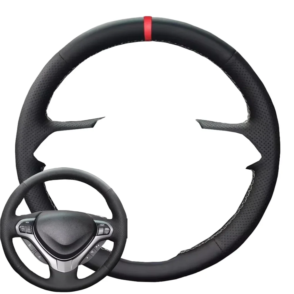 

Индивидуальный оригинальный ручной сшитый автомобильный кожаный руль из микрофибры, красный чехол с центральной меткой для Honda Spirior OId Accord