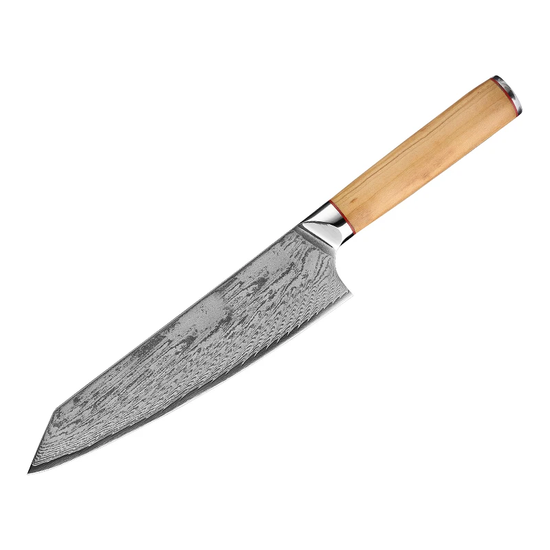

8 Inch Kiritsuke Knife 67-layers Damascus AUS10 Steel Blade Chef Slicing Cleaver Meat Japanese Kitchen Knife Olive Wood Handle