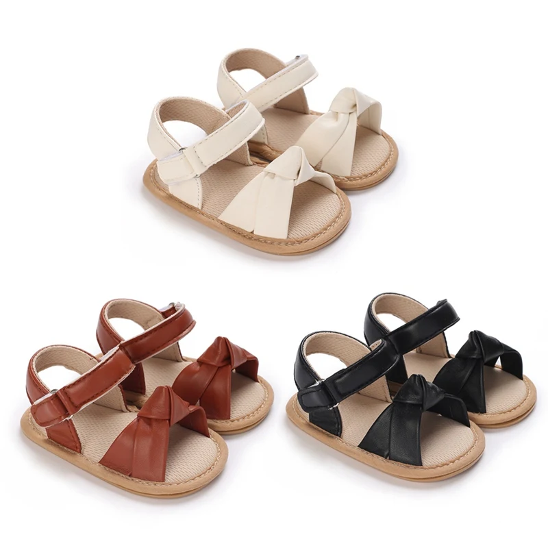 Casual Baby Sandals Summer Girls PU Leather Flats Walking Shoes Anti slip Soft Sole First Walker Crib Shoes Toddler Slippers