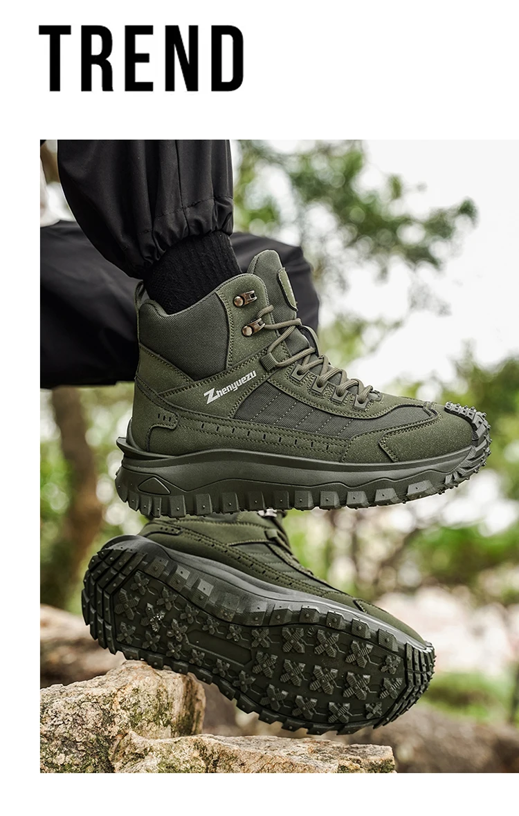 Neue Herbst-High-Top-Sport-Wanderstiefel in großen Größen, bequem mit dicken Sohlen, leicht und lässig, geeignet für tägliche Outdoor-Aktivitäten, Wandern, Reisen, Bergsteigen und Campingausrüstung für alle Jahreszeiten. – Detail 2