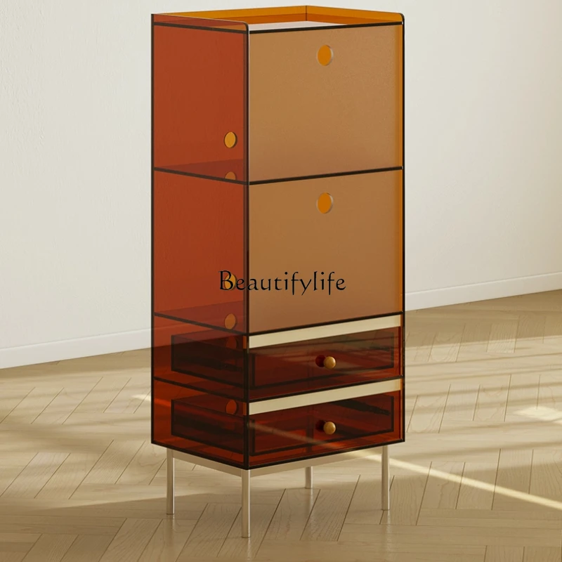 

Acrylic Sideboard Cabinet Living Room TV Sofa Side Cabinet Vintage Style