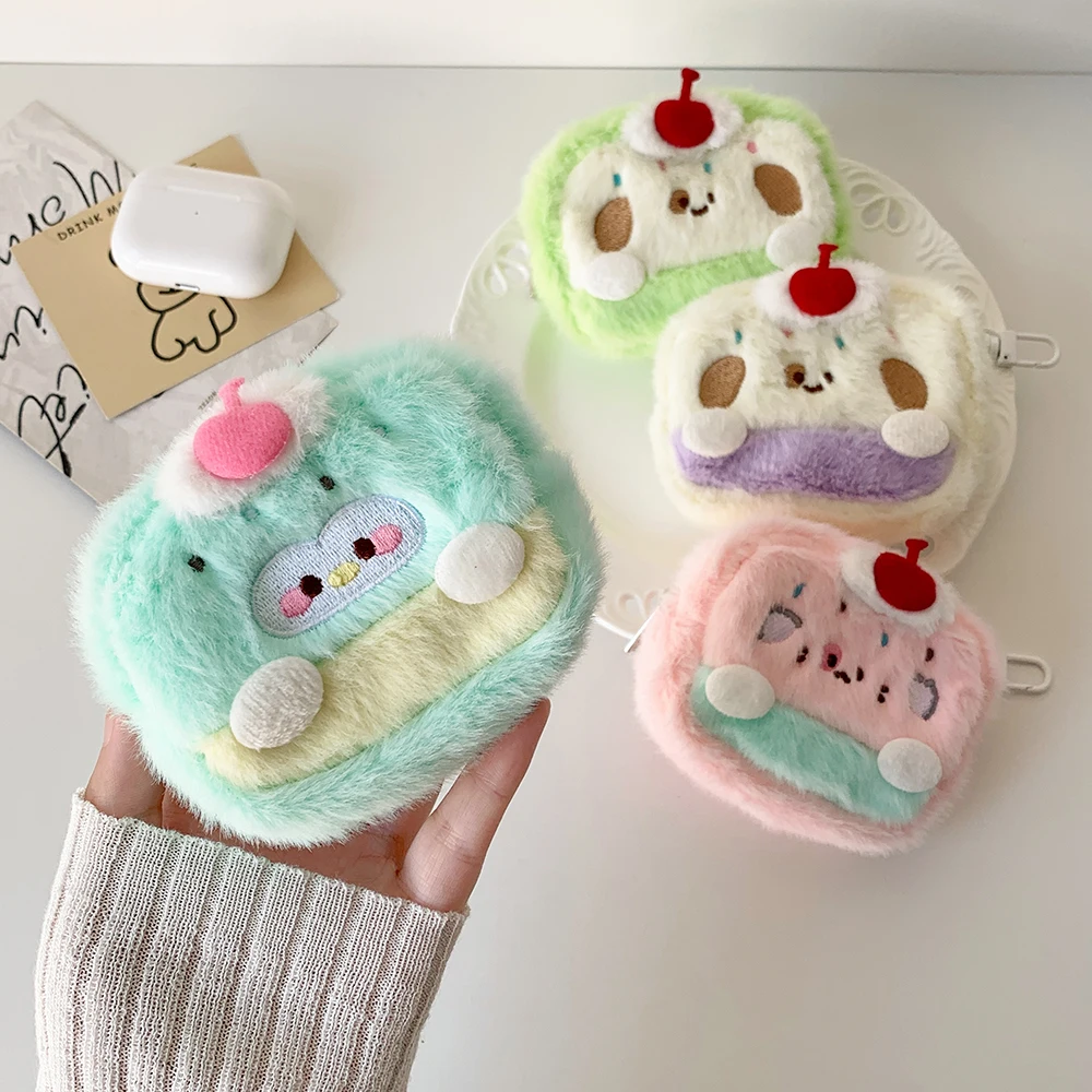 Ins Style Kawaii Animal Plush Coin Purse Mini Lipstick Storage Bag Cute Portable Airpods Storage Pouch Girls Favours