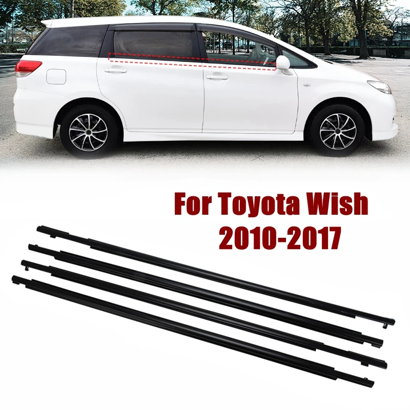 

4Pcs Car Window Rubber Sealant Strip Side Weatherstrip Moulding Trim Seal Belt Rainproof Weather Strip For Toyota Wish 2010-2017