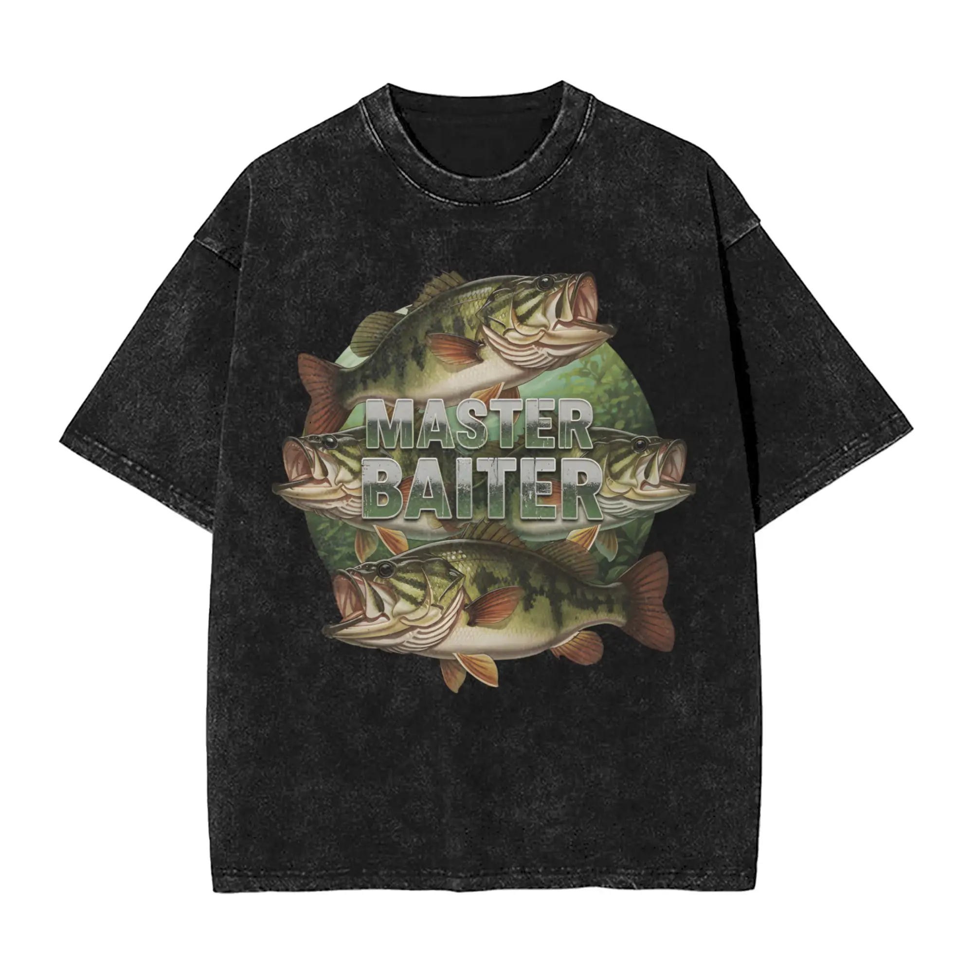 Master Baiter Funny Fishing  Apparel Washed T Shirt for Men Women Streetwear Hip Hop T-Shirts Graphic  Tees Cotton