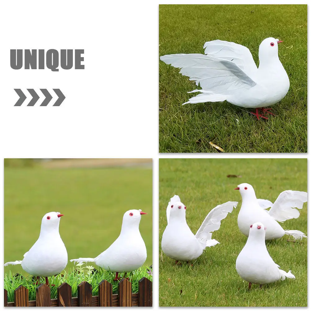 2Pcs Realistic Artificial Dove Decorations Lightweight Foam Plastic Trick Props for Party Performance Garden Outdoor Decor