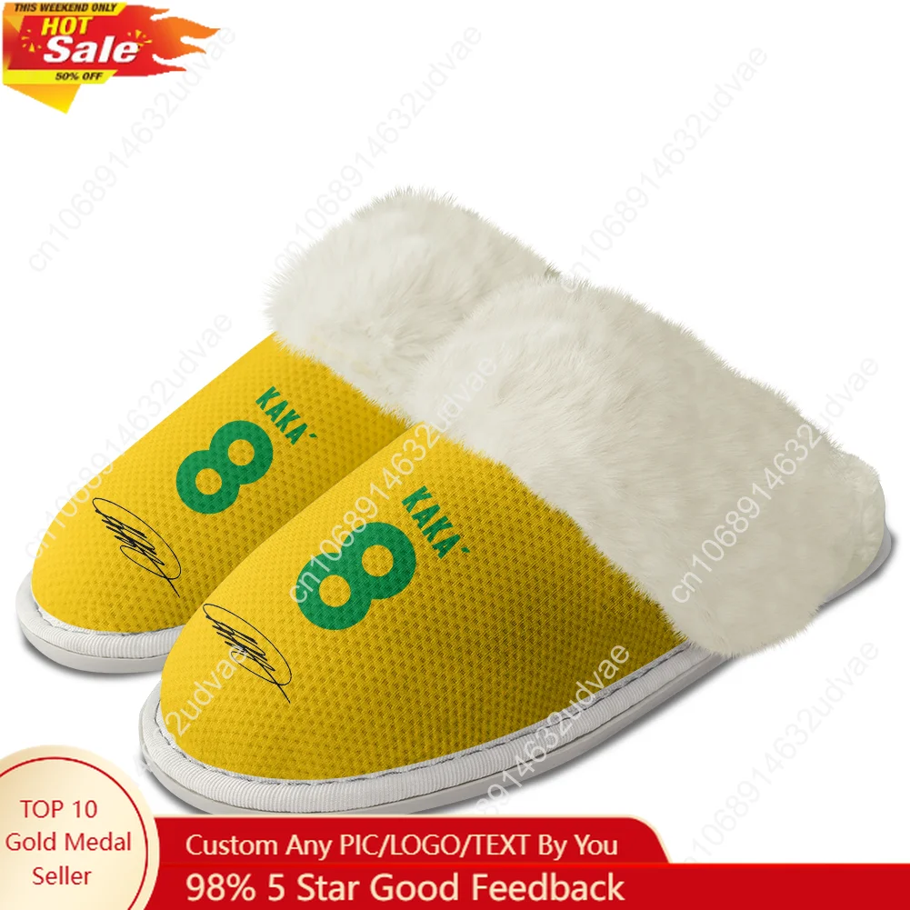 

Kaka No.22 Plush Slippers Keep Warm Shoes Mens Womens Soft Foot Covers Brazil Soccer Star Cotton Customized Slipper DIY