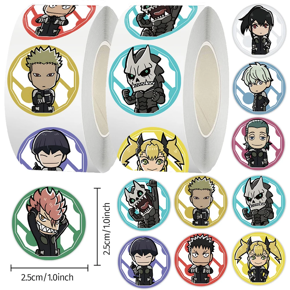 

500pcs Anime Kaiju No. 8 Manga Stickers Roll Waterproof Cute Sealing Decals DIY Laptop Guitar Car Cartoon Kid Reward Sticker Toy