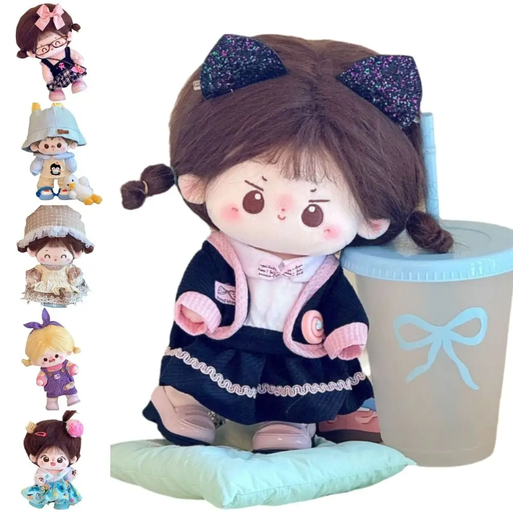 20CM Wielokolorowe Ubranka z Motywem Kreskówkowym, Materiał Bawełniany, Akcesoria, Mini Rozmiar, Teksturowana Czapka, Mini Ubranka