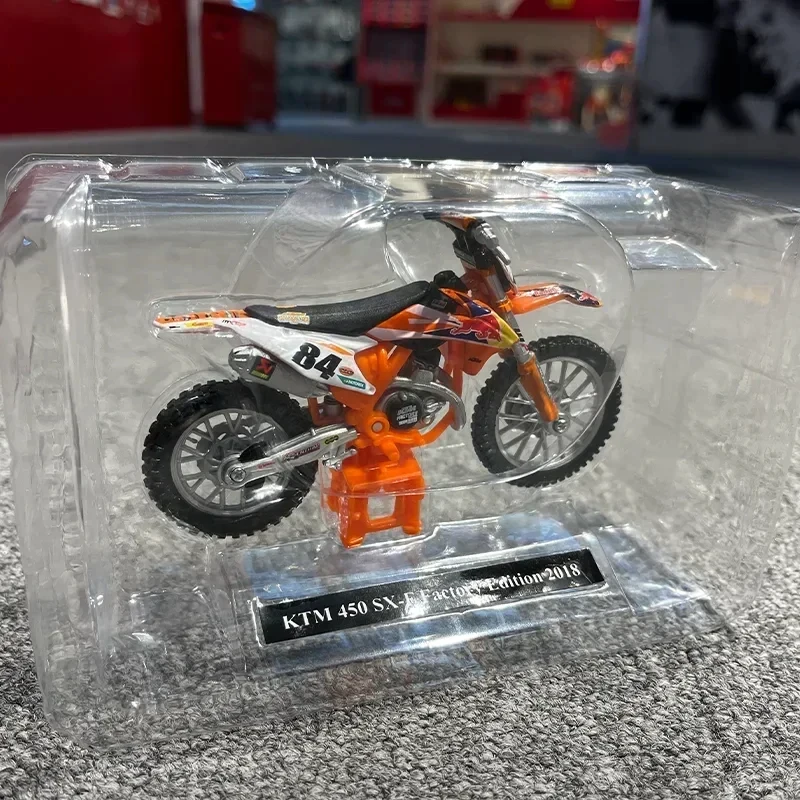 Instock Bburago 1:18 2018 KTM 450 SX-F Factory Edition Red Bull Dirt Bike Alloy Luxury Vehicl Diecast Model Toys Gift For Kid