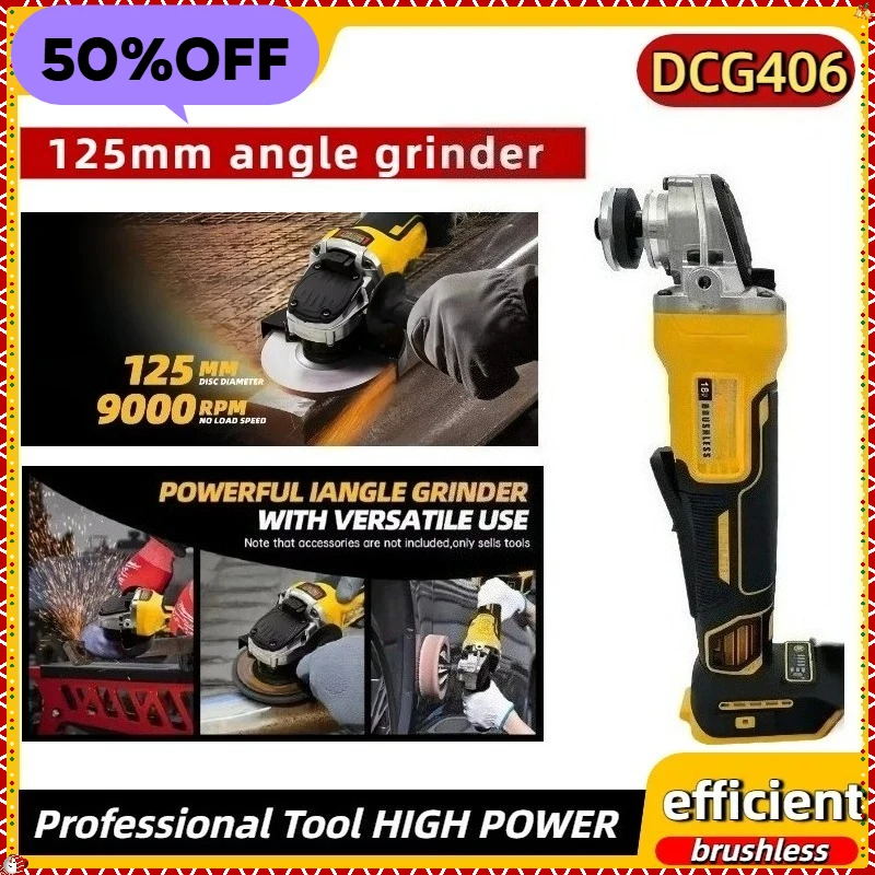 صالح ديوالت DCG406 9000 دورة في الدقيقة آلة القطع اللاسلكية تأثير الملمع آلة 125 مللي متر فرش زاوية طاحونة أداة السلطة القابلة لإعادة الشحن
