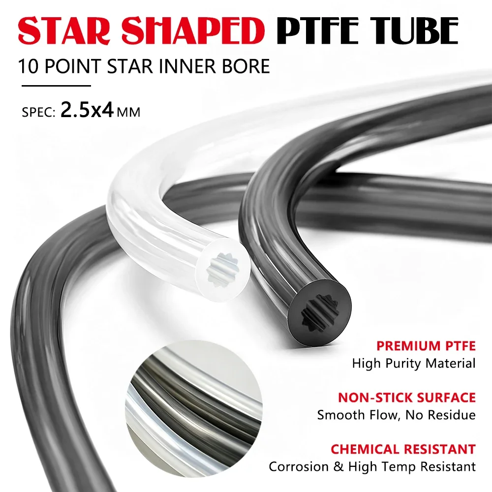 Star Shaped PTFE Insulated Transmit Hose ID 2.5mm Multicolor Teflonto Tube For Voron Anycubic 3D Printer Upgrade Parts