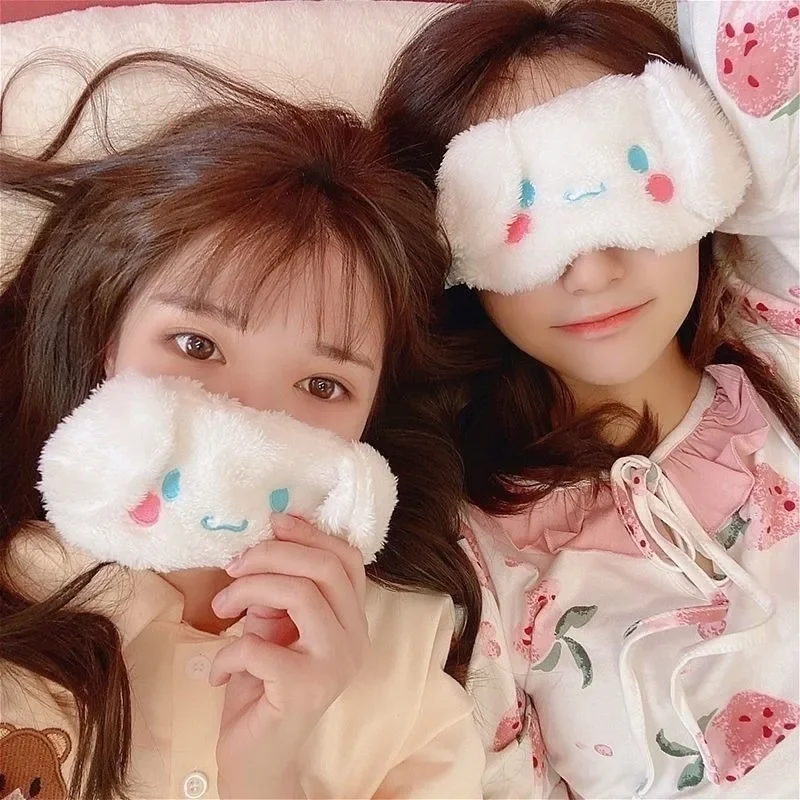 New Kawaii Sanrio Cinnamoroll Plush Eye Mask Anime Cinnamoroll Blackout Eye Mask Lunch Break Sleep Ladies Eye Protection