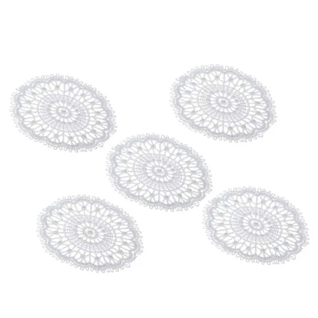 1/12 Dolls House 5Pieces Lace Round Tablecloth Decoration Accessory White