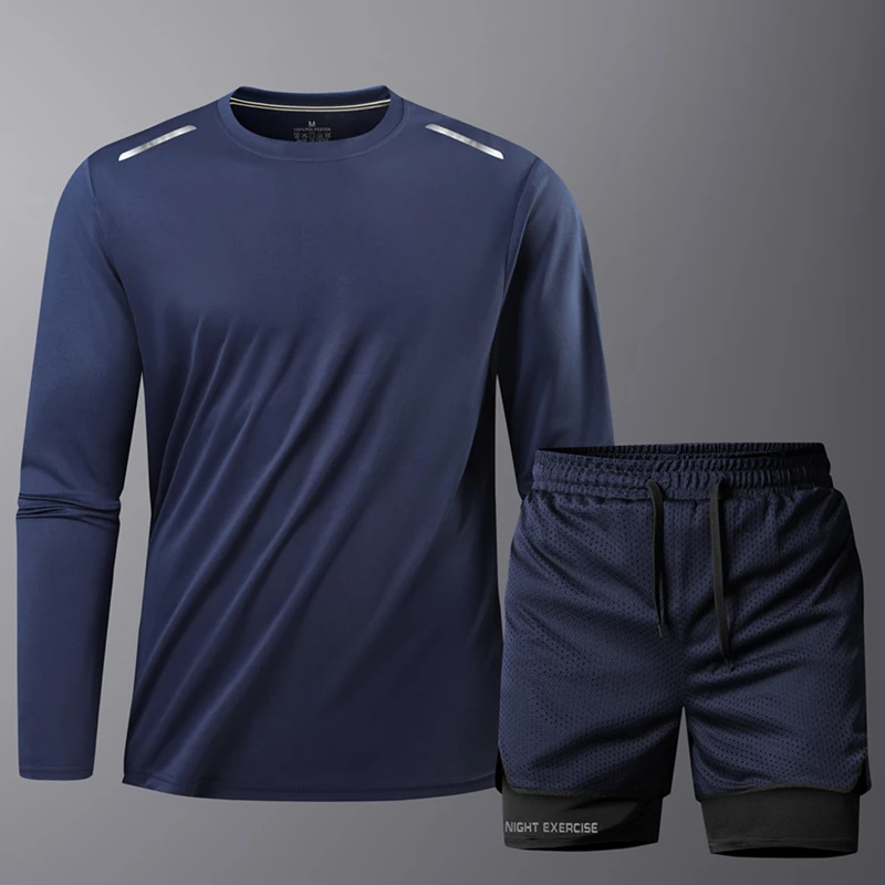 

Men's Quick Drying Running Sets Breathable Hiking Fishing T-Shirt Short Sleeve Soft Elasticity Gym Fitness Suits Outdoor Sports