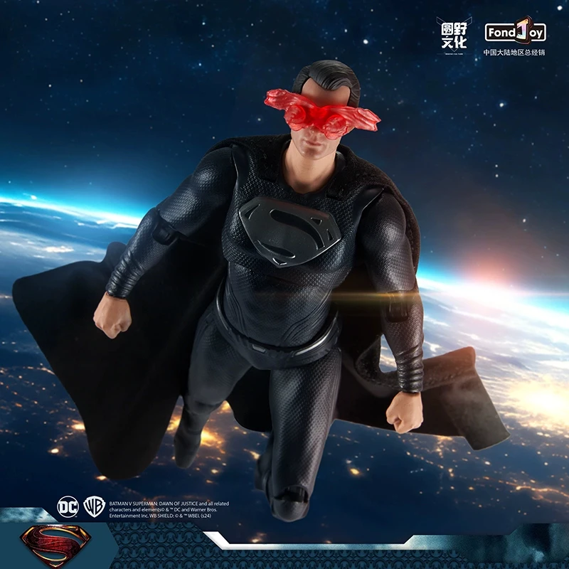 FondJoy – poupée d'action originale et authentique, série 1/9, Superman noir, Figurines périphériques de 19CM, jouet cadeau pour garçon, ornements à collectionner