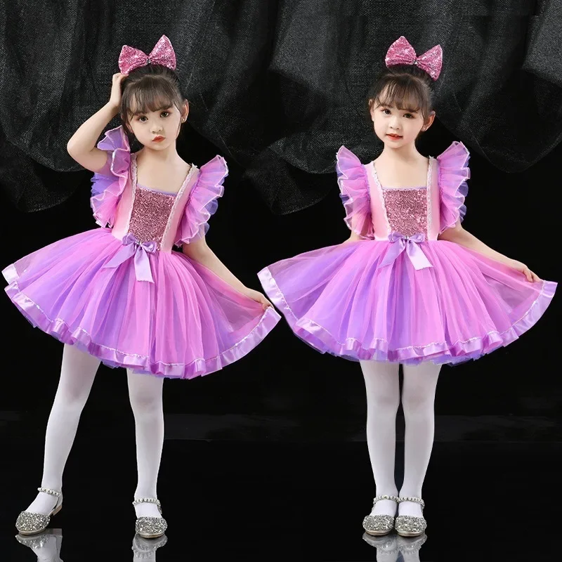 

Children's Performance Costumes Halloween Carnival Outfit Pongsa Skirt Sequins Kindergarten Dance Costume Girl Princess Dress