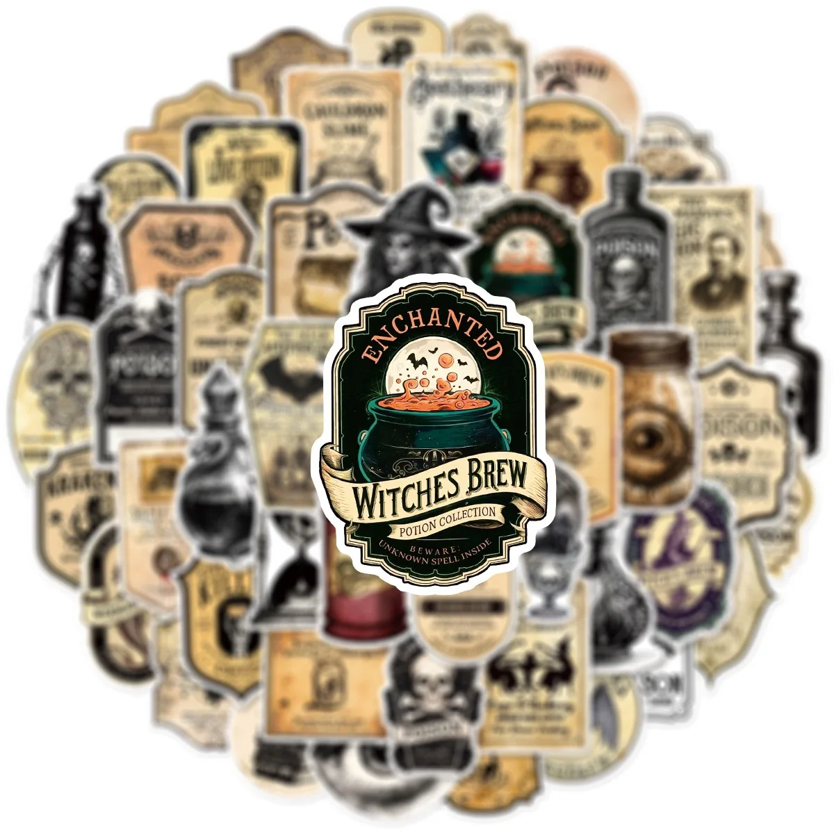 10/50 Stuks Halloween Vintage Potion Fles Etiketten Stickers Retro Horror Gothic Decals Koffer Scrapbooking Laptop Koelkast Sticker