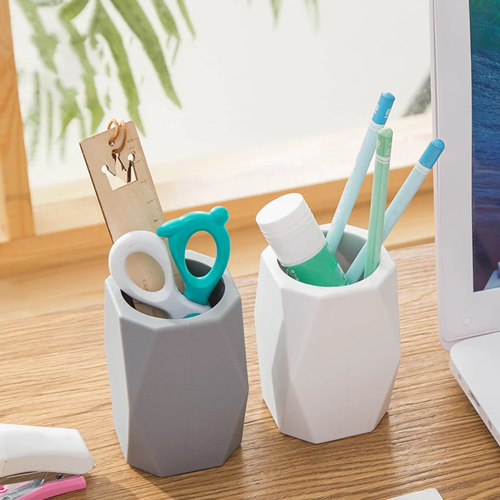 

2Pcs Geometric Silicone Pencil Holder Multi-Use Brush Organizer Pen Cup Makeup Brush Holder Material