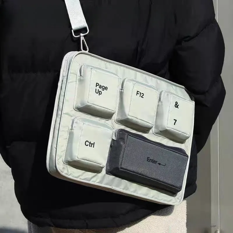Ins Inflatable Keyboard Design Laptop Bag Unique Creative 13 16 Inch MacBook Pro 14 Case Multi Function Crossbody Laptop Sleeve