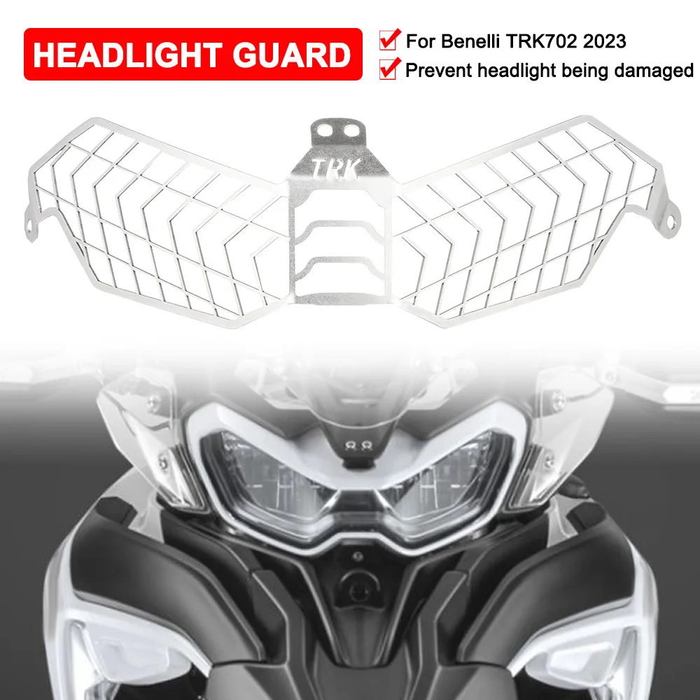 Motorcycle Headlight Protector Grille Cover For Benelli TRK702 TRK702X TRK 702 X 2023 2024 Head Light Guard Headlamp Protection