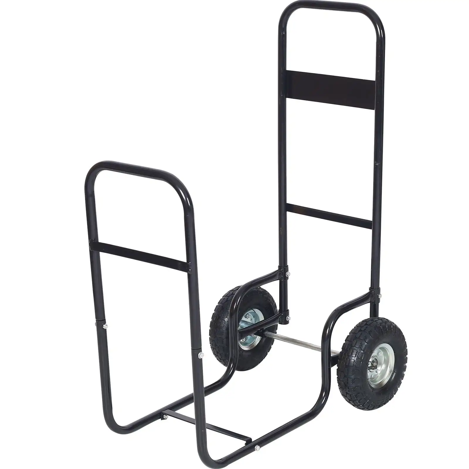 

Firewood Cart with Wheels 220 lbs Capacity,Utility Log Rack Heavy Duty Steel for Outdoor Indoor Wood Carrier