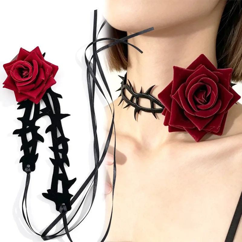 Ladies' Gothic Style Rose Thorn Necklaces Halloween Party Carnival Choker Accessories Multi Functional Versatile Styles Jewelry