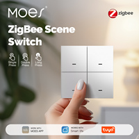 MOES 4 Gang Tuya ZigBee Wireless 12 Scene Switch Push Button Controller Battery Powered Automation Scenario for Tuya Smart Life