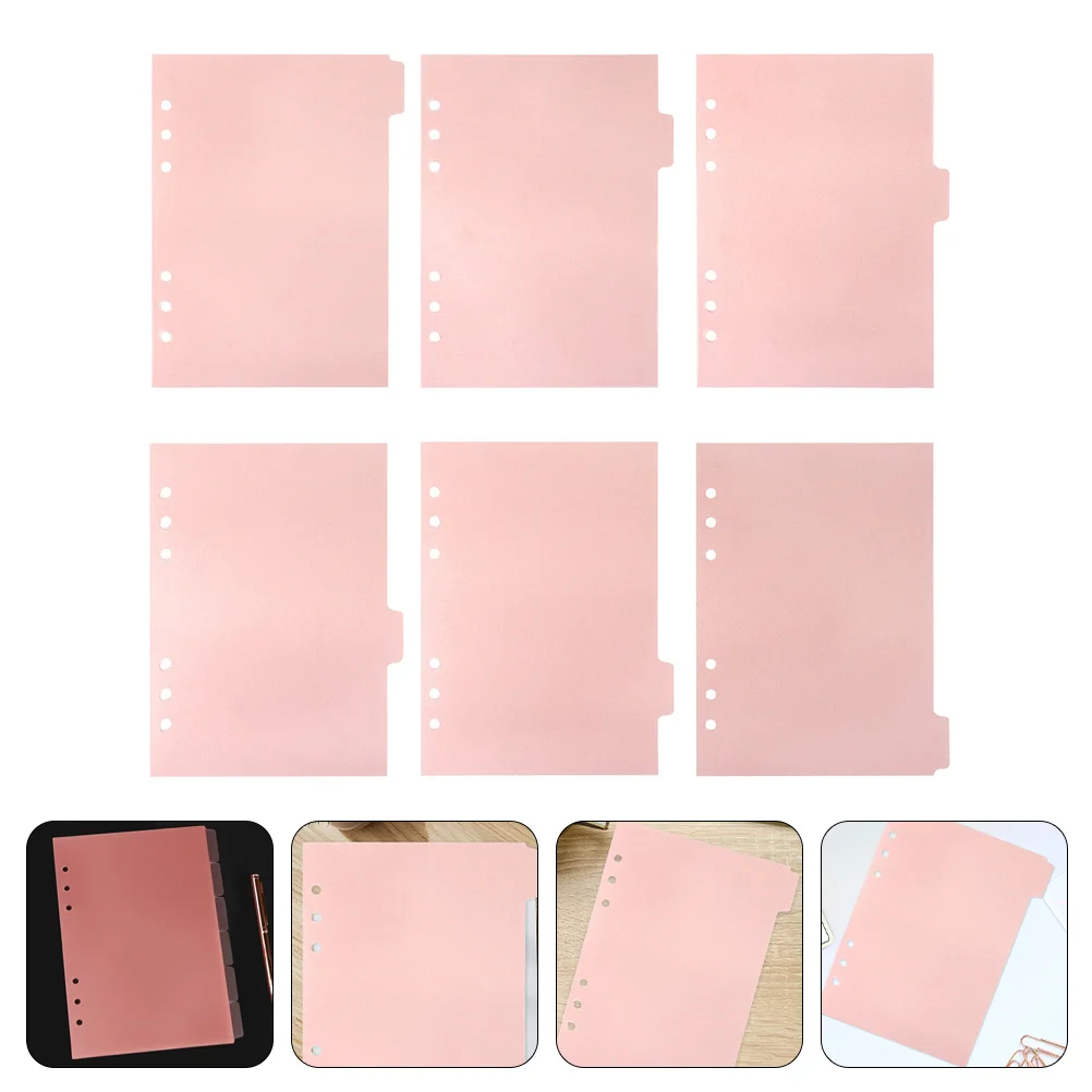 

6 Pcs Partition Baffle Notebook Tab Dividers Detachable Index Accessories Vibrant Pink Professional Pp Binder