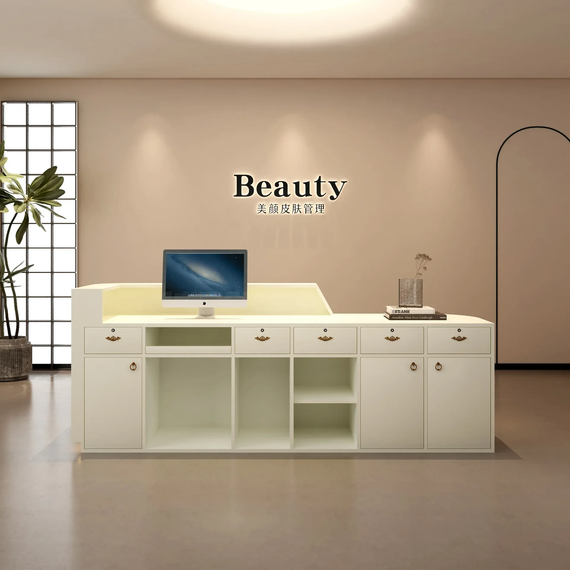 Kasse für Schönheitssalons, einfache Rezeption für moderne Unternehmen, Tanzstudio, medizinische Friseursalon-Kleidung, Banco-Empfang