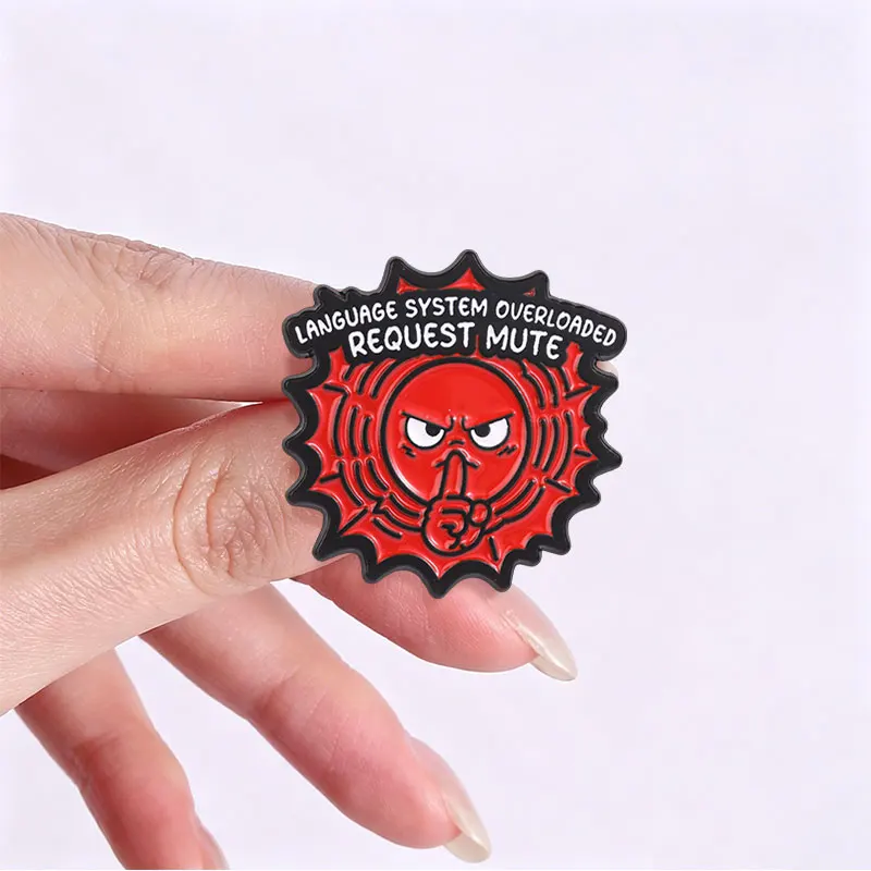 Rotes Zorniges Gesicht, Anfrage zum Stummschalten, Emaille-Abzeichen, Introvertierte, Soziale Batterie, Anstecknadeln, Broschen, Schmuck, Geschenke – Detail 8