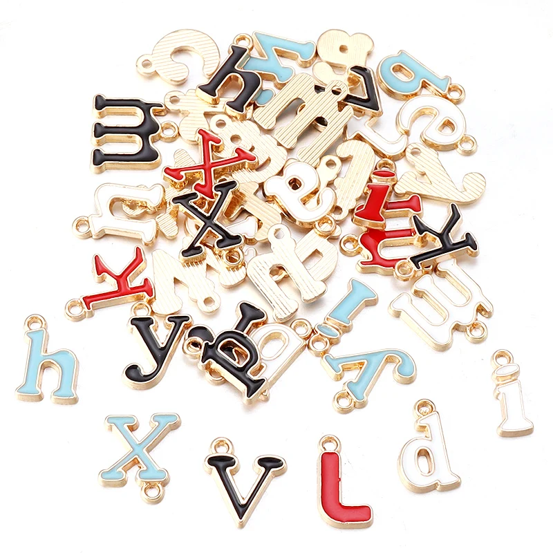 26pcs/lot Alloy Drip Oil Single Sided Letter Pendant Cartoon Creativity Pendant Gift Necklace DIY Jewelry Accessories Wholesale