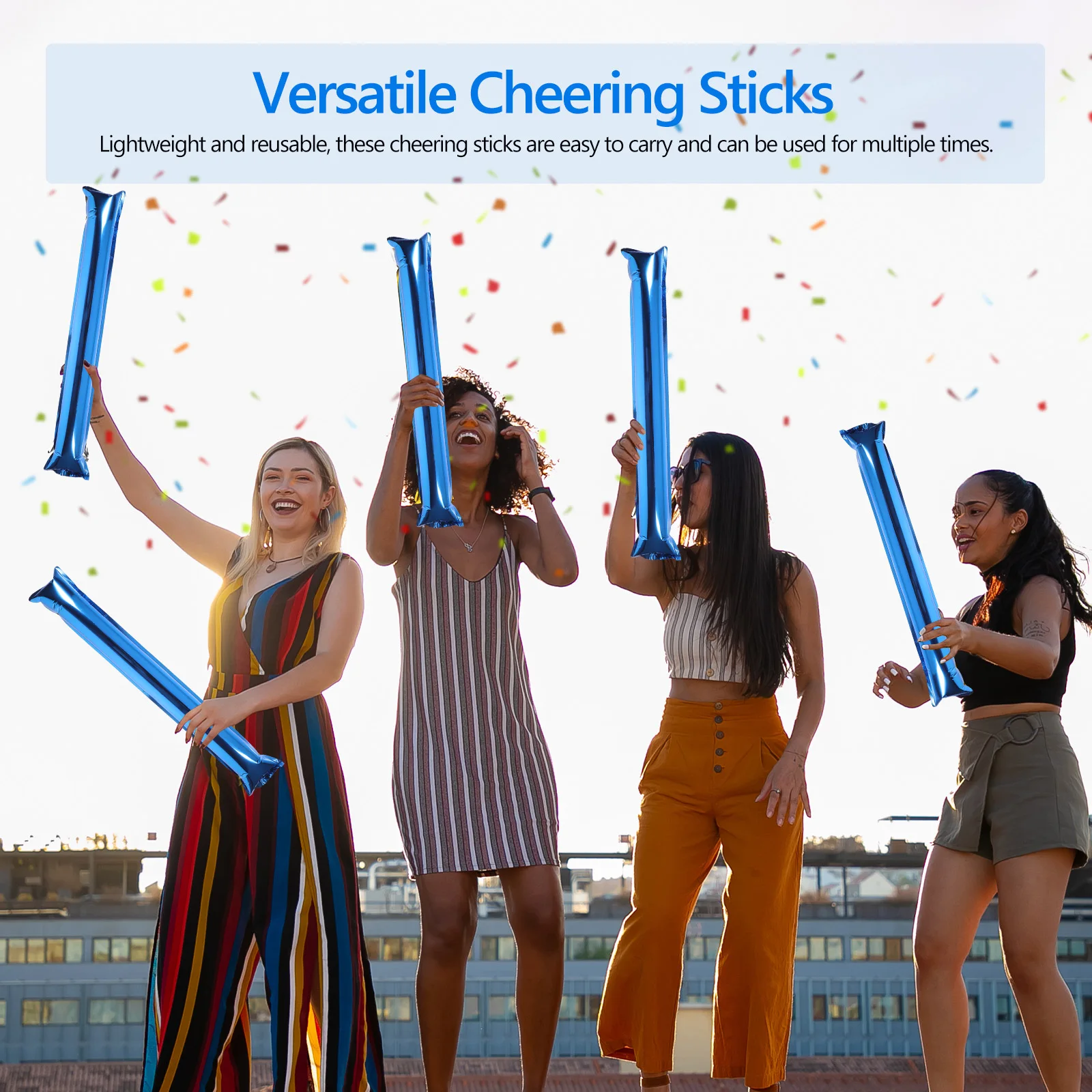 

24 pcs Golden Inflatable Thunder Sticks Cheerleading Supplies Noise Maker Party Toys for Sports Events Outdoor Activities