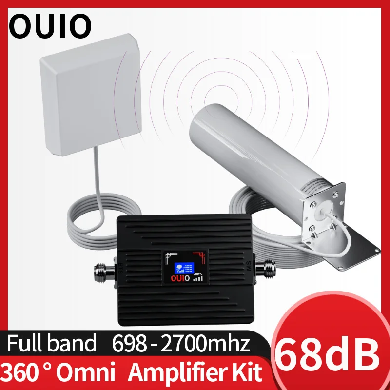 OUIO-Mobile Phone Signal Amplifier Kit, Cellular and Internet Booster, 360 ° omni Network, 2G, 3G, 4GAmplifier 900 1800 2100mhz