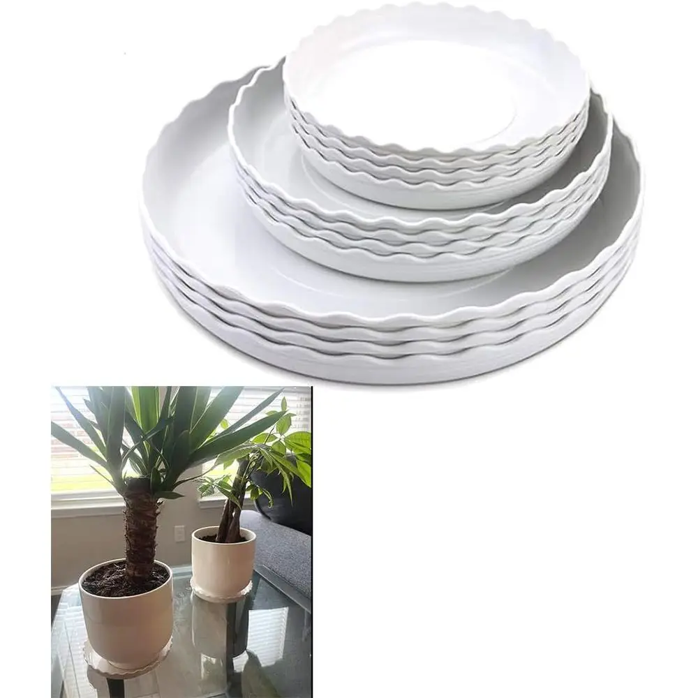 Wave Plant Saucer - Heavy-Duty Plastic Pot Drip Tray for Indoor & Outdoor Plants (6/8/10 inch)