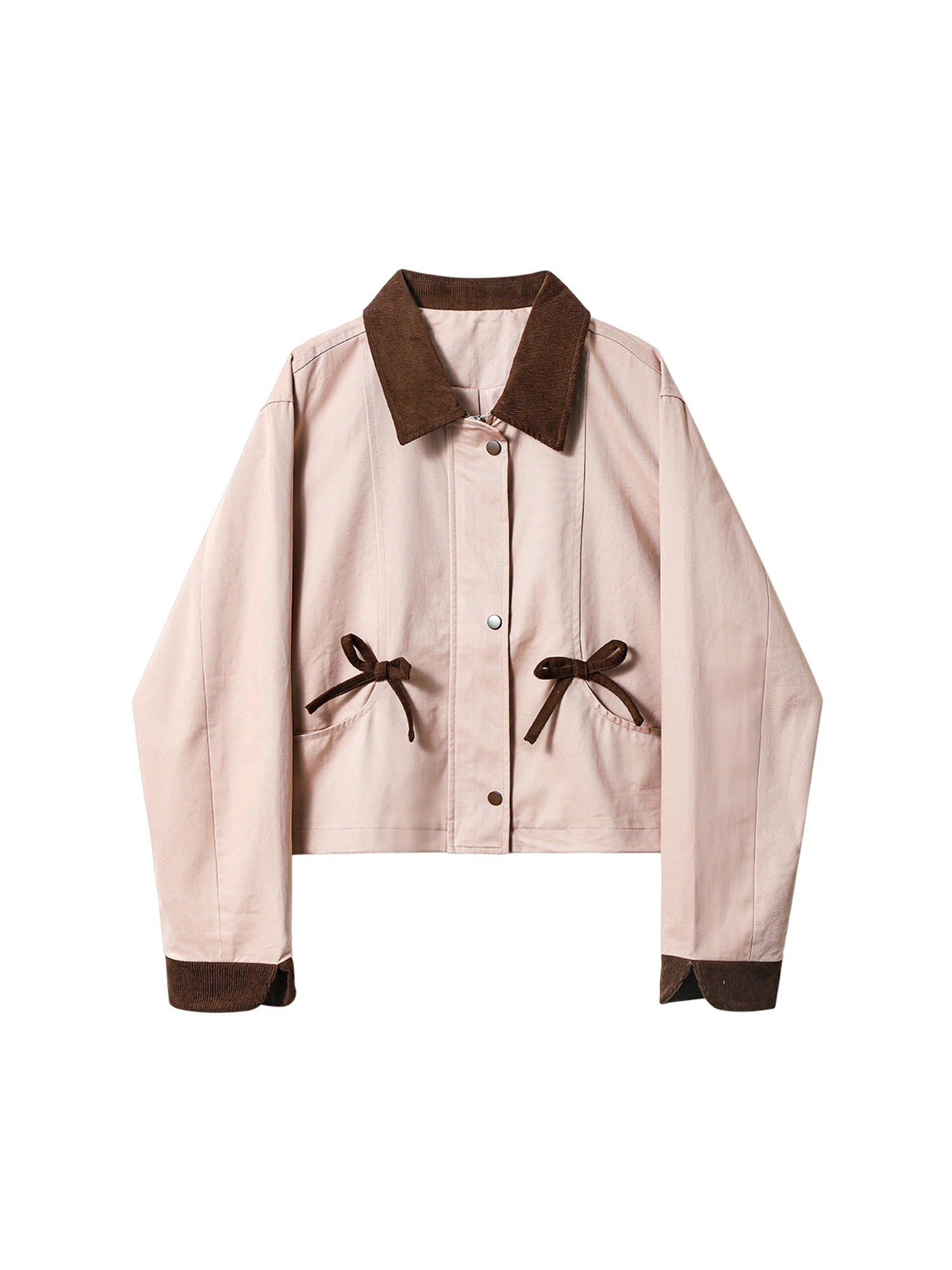 

Женская куртка с розовым бантом, пальто в стиле Харадзюку, уличная куртка с длинным рукавом и воротником-поло, винтажная верхняя одежда больших размеров 2000-х годов, модная осень 2025