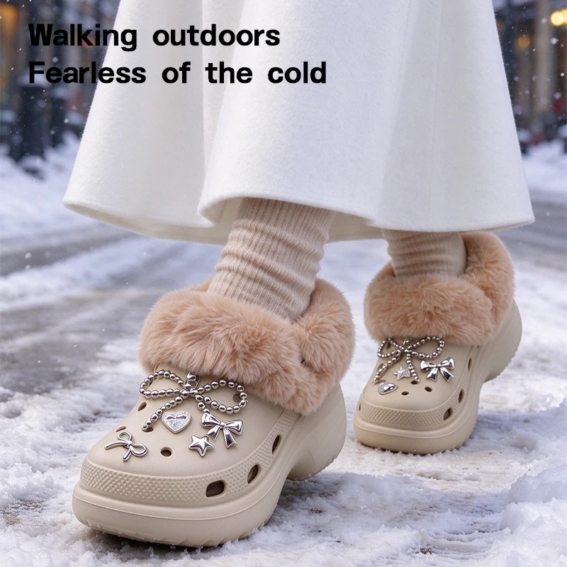 Winter Furry Clog Insoles Removable Thick Plush Warm Shoe Liners Replacement Inner Cushion Inserts for Hole Clogs